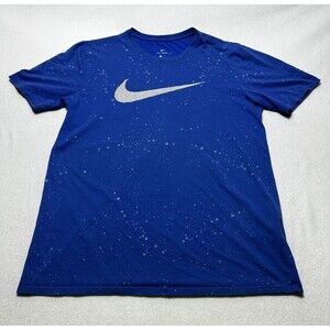 The Nike Tee Dri-Fit Blue Paint Splatter T Shirt Mens Size Medium AH7807-480
